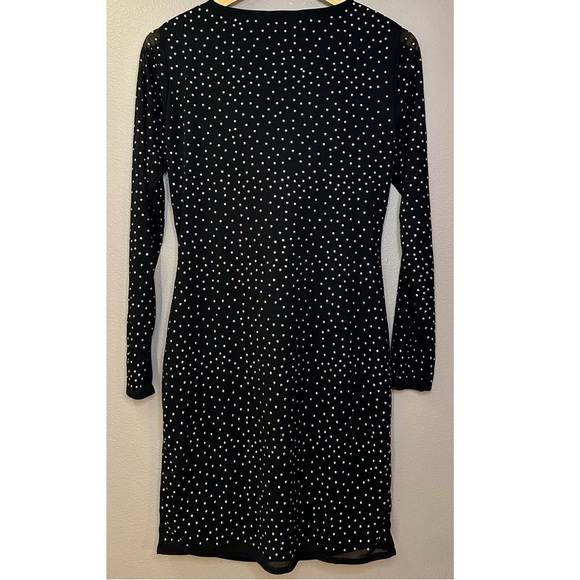 Boston Proper Metallic Bead Embellished Cowl-Neck Mesh Sheath Dress Black - Picture 6 of 10